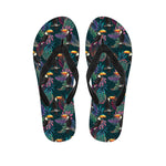 Exotic Tropical Toucan Pattern Print Flip Flops