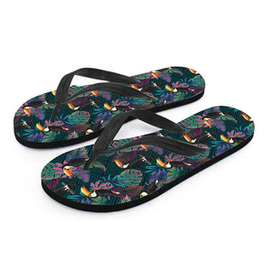 Exotic Tropical Toucan Pattern Print Flip Flops