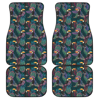 Exotic Tropical Toucan Pattern Print Front and Back Car Floor Mats