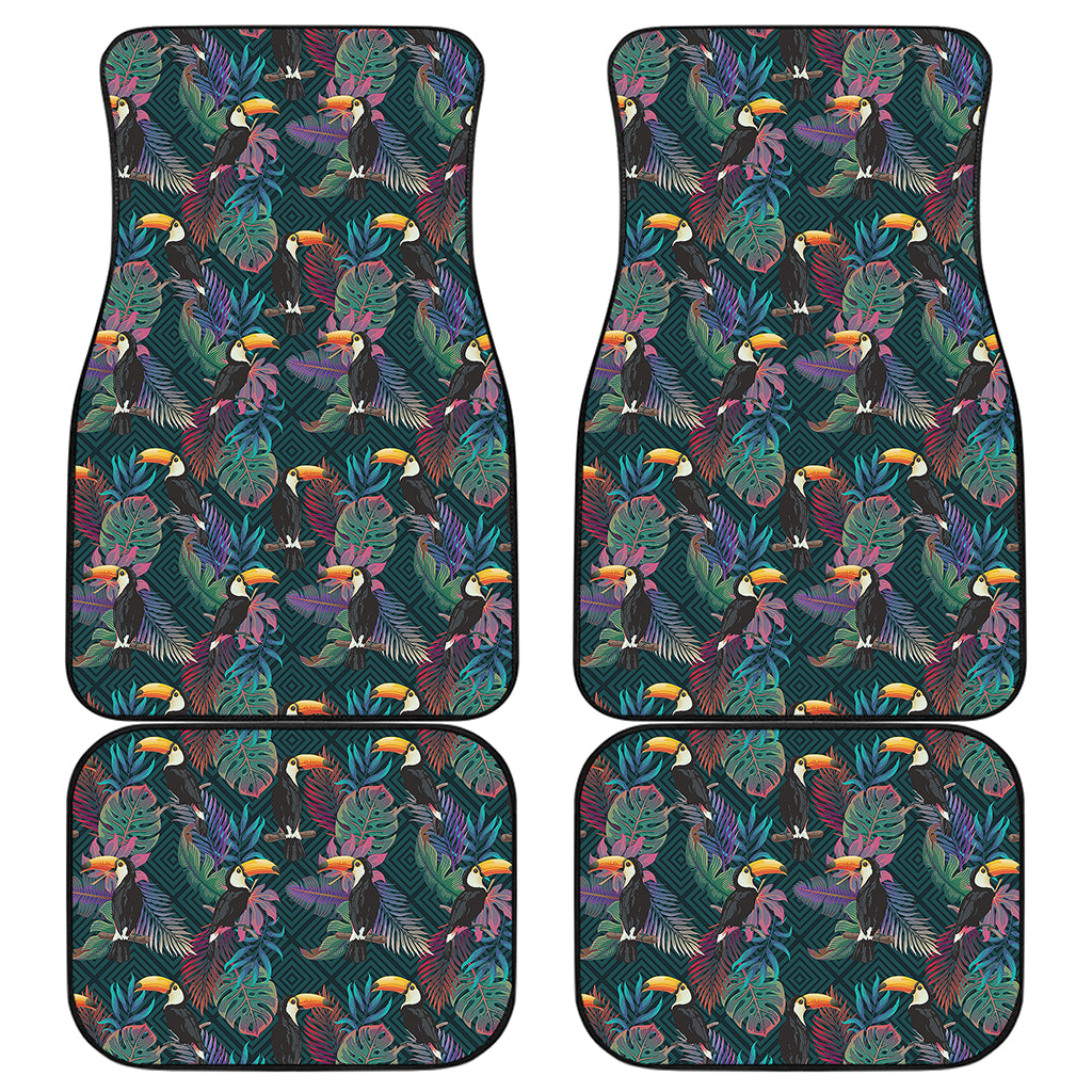 Exotic Tropical Toucan Pattern Print Front and Back Car Floor Mats