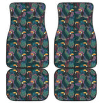 Exotic Tropical Toucan Pattern Print Front and Back Car Floor Mats