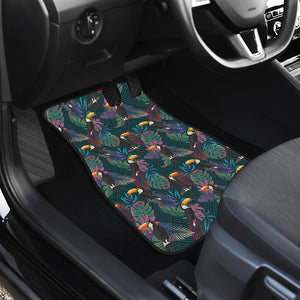 Exotic Tropical Toucan Pattern Print Front and Back Car Floor Mats