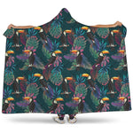 Exotic Tropical Toucan Pattern Print Hooded Blanket