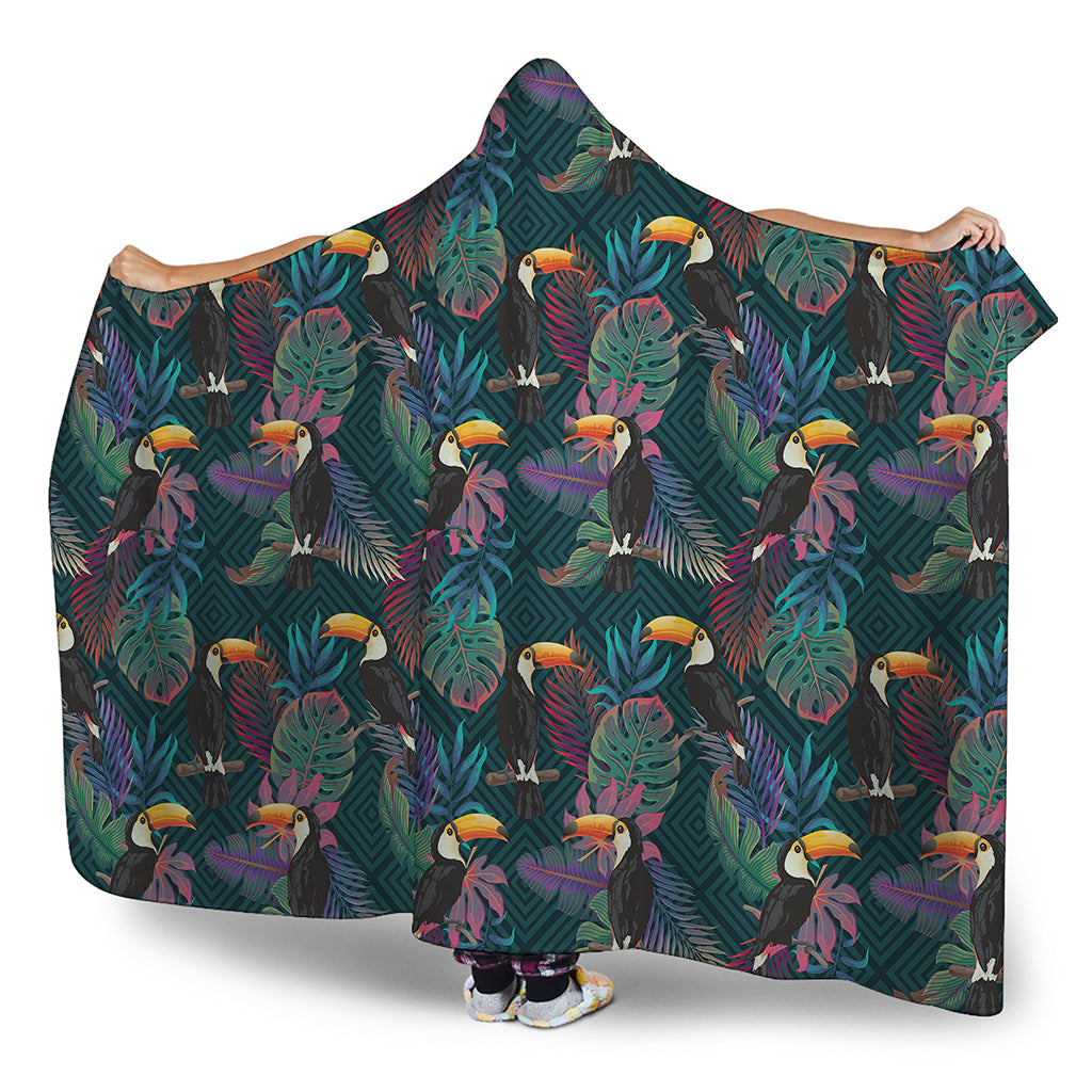 Exotic Tropical Toucan Pattern Print Hooded Blanket