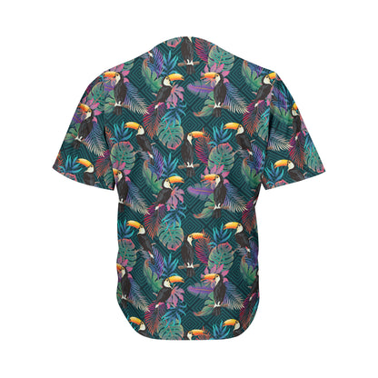 Exotic Tropical Toucan Pattern Print Men's Baseball Jersey