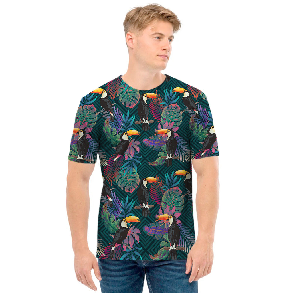 Exotic Tropical Toucan Pattern Print Men's T-Shirt