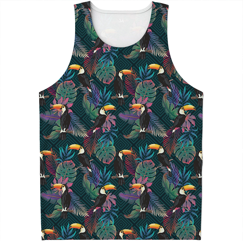 Exotic Tropical Toucan Pattern Print Men's Tank Top