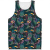 Exotic Tropical Toucan Pattern Print Men's Tank Top