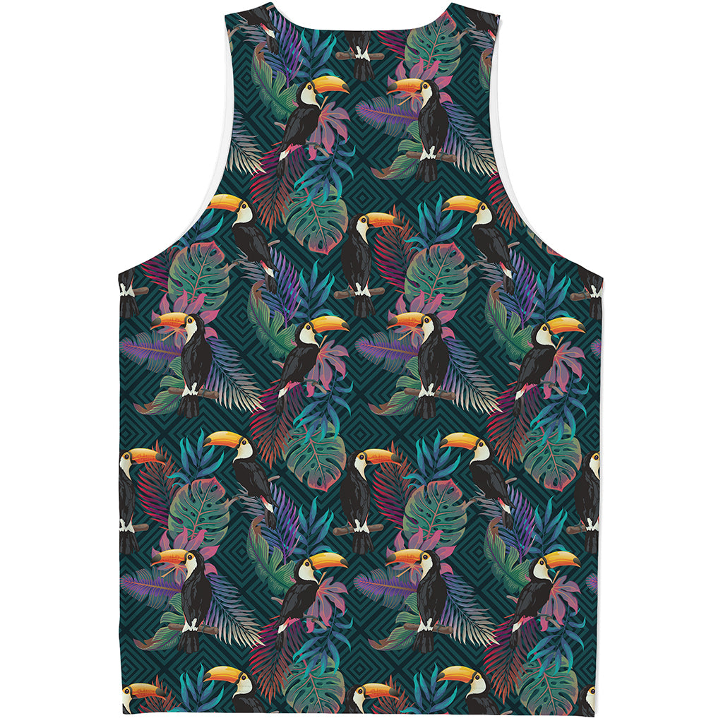 Exotic Tropical Toucan Pattern Print Men's Tank Top