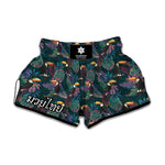Exotic Tropical Toucan Pattern Print Muay Thai Boxing Shorts