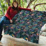 Exotic Tropical Toucan Pattern Print Quilt