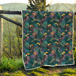 Exotic Tropical Toucan Pattern Print Quilt