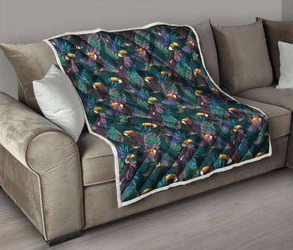 Exotic Tropical Toucan Pattern Print Quilt