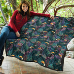 Exotic Tropical Toucan Pattern Print Quilt