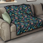 Exotic Tropical Toucan Pattern Print Quilt