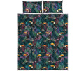 Exotic Tropical Toucan Pattern Print Quilt Bed Set