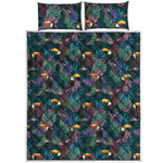 Exotic Tropical Toucan Pattern Print Quilt Bed Set