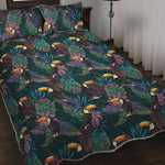 Exotic Tropical Toucan Pattern Print Quilt Bed Set