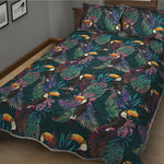Exotic Tropical Toucan Pattern Print Quilt Bed Set