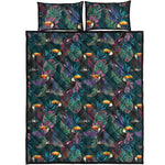Exotic Tropical Toucan Pattern Print Quilt Bed Set