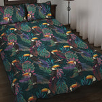 Exotic Tropical Toucan Pattern Print Quilt Bed Set