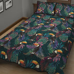 Exotic Tropical Toucan Pattern Print Quilt Bed Set
