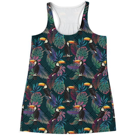 Exotic Tropical Toucan Pattern Print Women's Racerback Tank Top