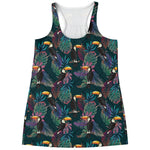 Exotic Tropical Toucan Pattern Print Women's Racerback Tank Top