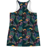 Exotic Tropical Toucan Pattern Print Women's Racerback Tank Top