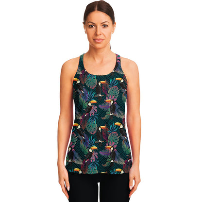 Exotic Tropical Toucan Pattern Print Women's Racerback Tank Top