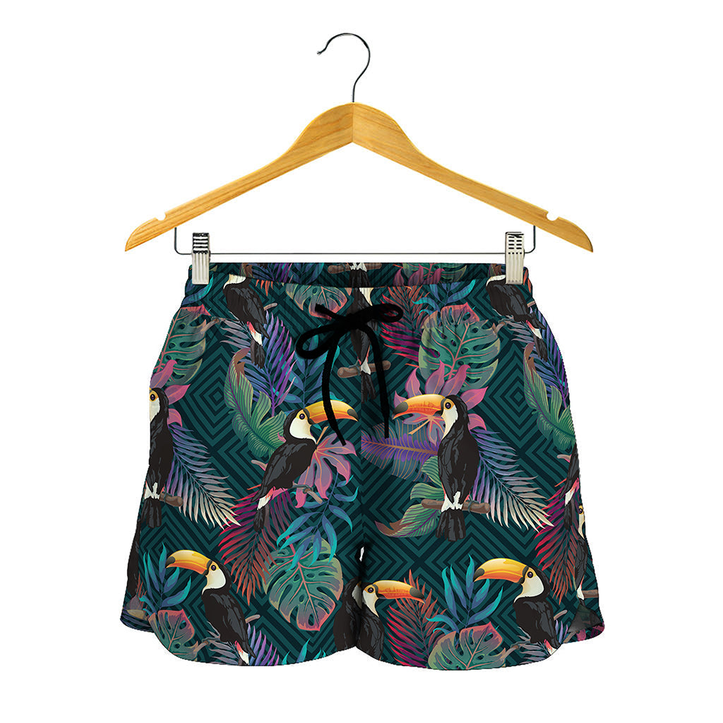 Exotic Tropical Toucan Pattern Print Women's Shorts