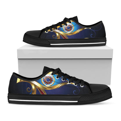 Eye Of Horus Amulet Print Black Low Top Shoes 