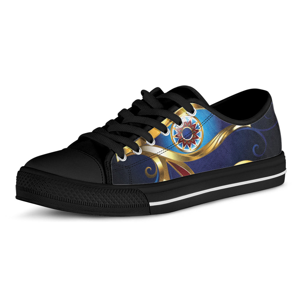 Eye Of Horus Amulet Print Black Low Top Shoes 