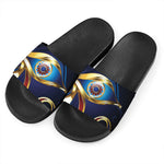 Eye Of Horus Amulet Print Black Slide Sandals
