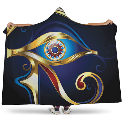 Eye Of Horus Amulet Print Hooded Blanket
