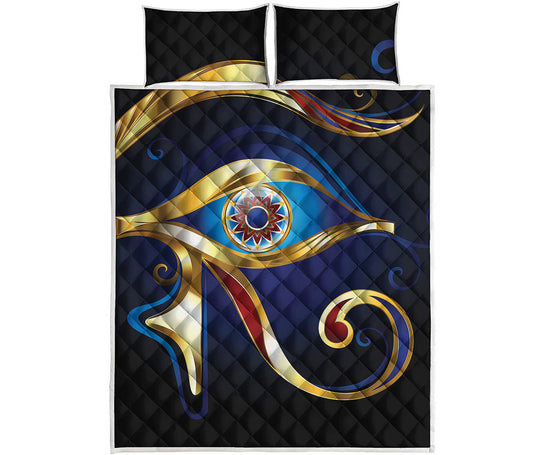 Eye Of Horus Amulet Print Quilt Bed Set