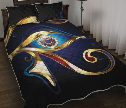 Eye Of Horus Amulet Print Quilt Bed Set