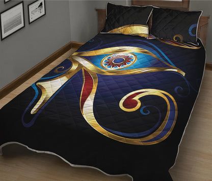 Eye Of Horus Amulet Print Quilt Bed Set