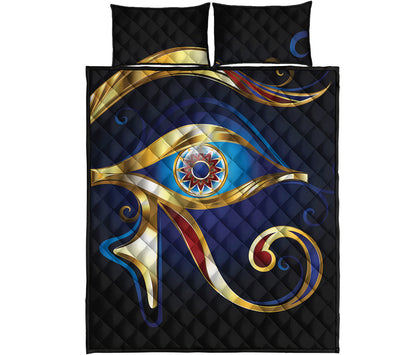 Eye Of Horus Amulet Print Quilt Bed Set
