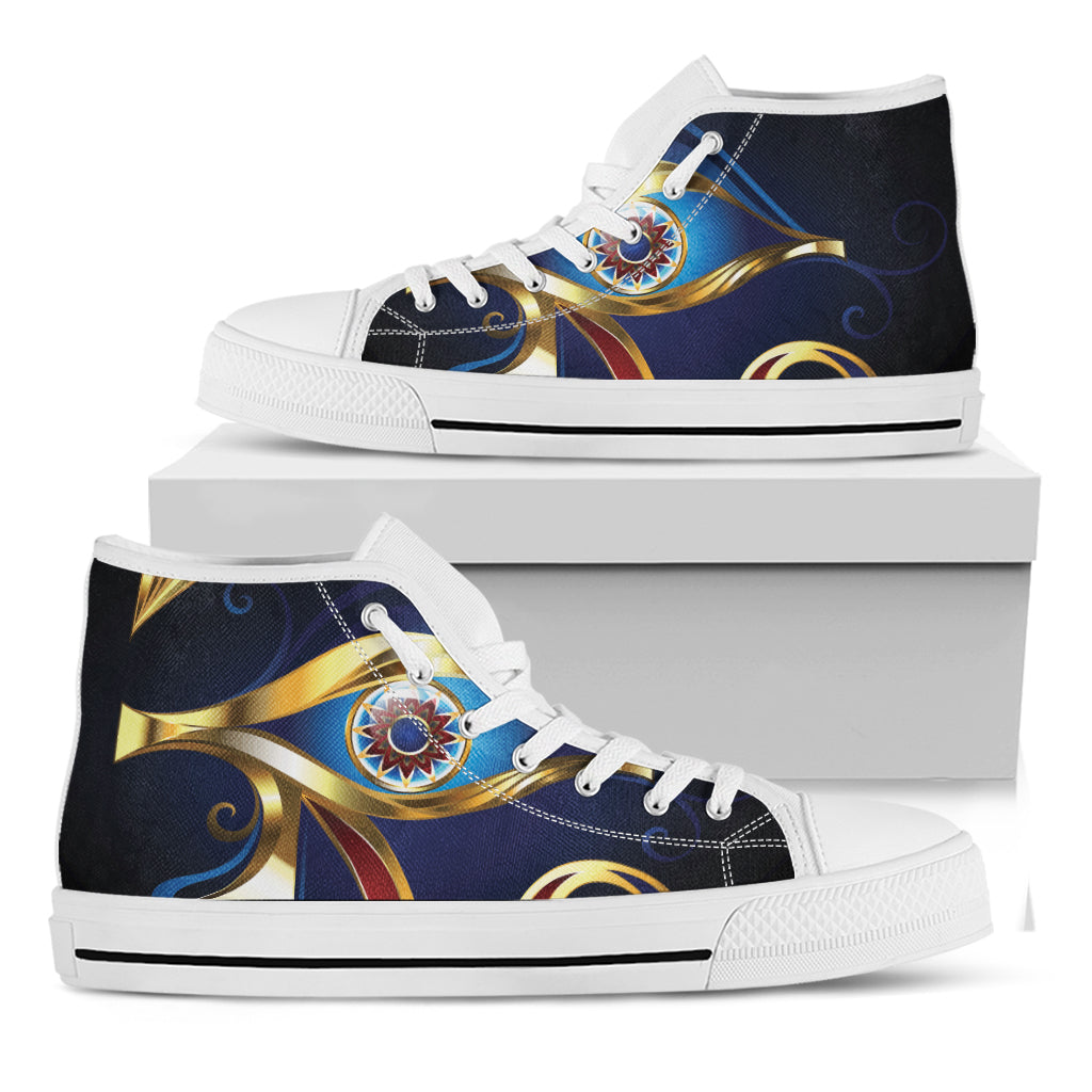 Eye Of Horus Amulet Print White High Top Shoes