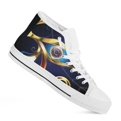 Eye Of Horus Amulet Print White High Top Shoes