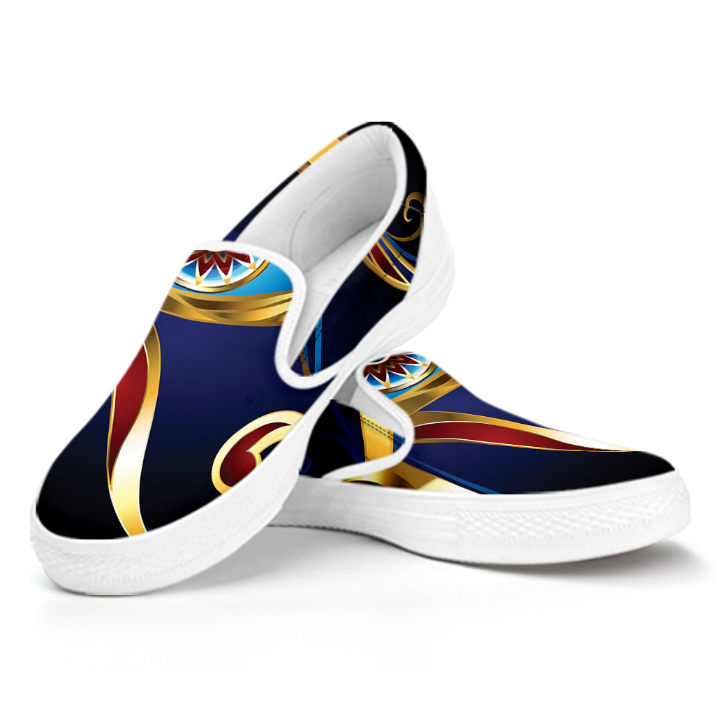 Eye Of Horus Amulet Print White Slip On Shoes