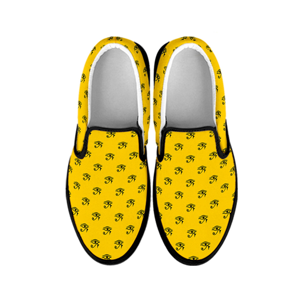 Eye Of Horus Symbol Pattern Print Black Slip On Shoes