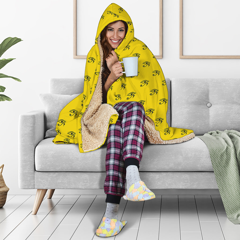 Eye Of Horus Symbol Pattern Print Hooded Blanket