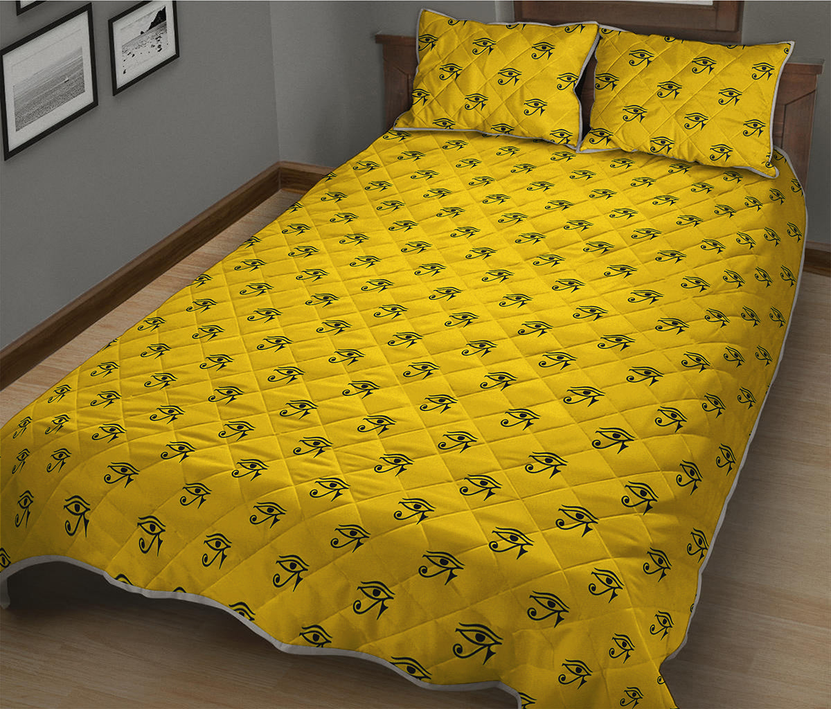 Eye Of Horus Symbol Pattern Print Quilt Bed Set