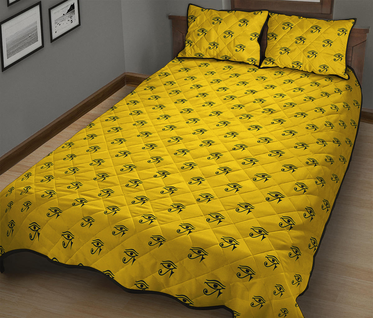 Eye Of Horus Symbol Pattern Print Quilt Bed Set