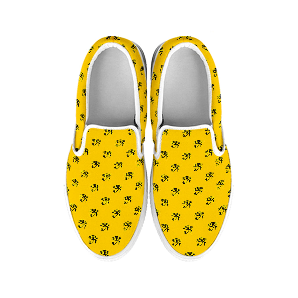 Eye Of Horus Symbol Pattern Print White Slip On Shoes