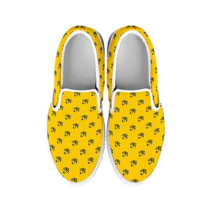 Eye Of Horus Symbol Pattern Print White Slip On Shoes