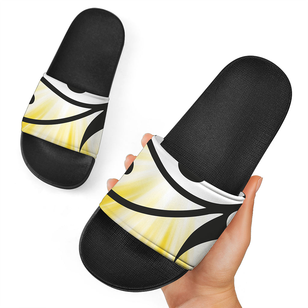 Eye Of Horus Symbol Print Black Slide Sandals