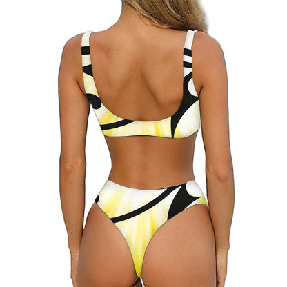 Eye Of Horus Symbol Print Front Bow Tie Bikini